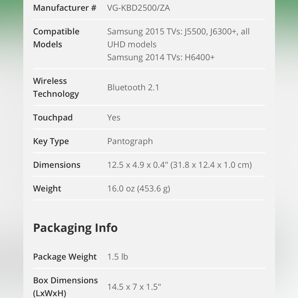 Samsung VG-KBD2500 Smart Wireless Keyboard; Brand new! - Picture 12 of 13